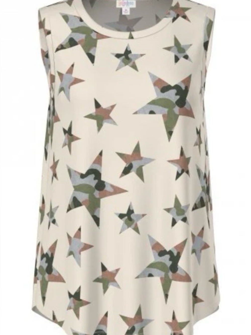 LuLaRoe Cream Sleeveless Tank Top with Star Pattern